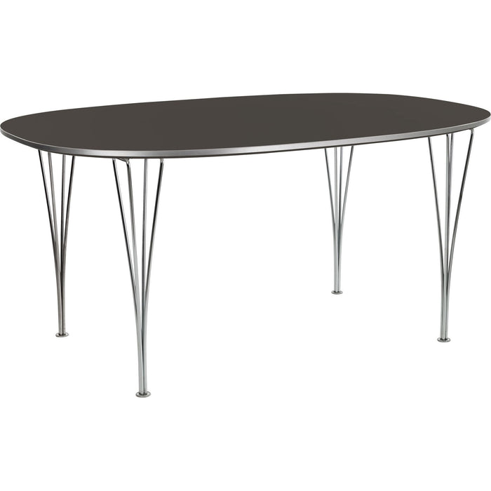 Photo of Superellips B611 – 135x90 Cm Grey Bromo/chrome - Dining table - Arne Jacobsen,bruno Mathsson,piet Hein - Grey - Metal/wood
