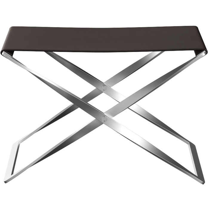 Photo of Pk91, Leather, Grace Dark Brown - Footstools - Poul Kjærholm - Brown - Metal