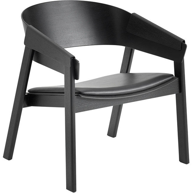 Photo of Cover Lounge Chair, Silk Leather - Black/black - Armchairs - Thomas Bentzen - Black - Leather/wood