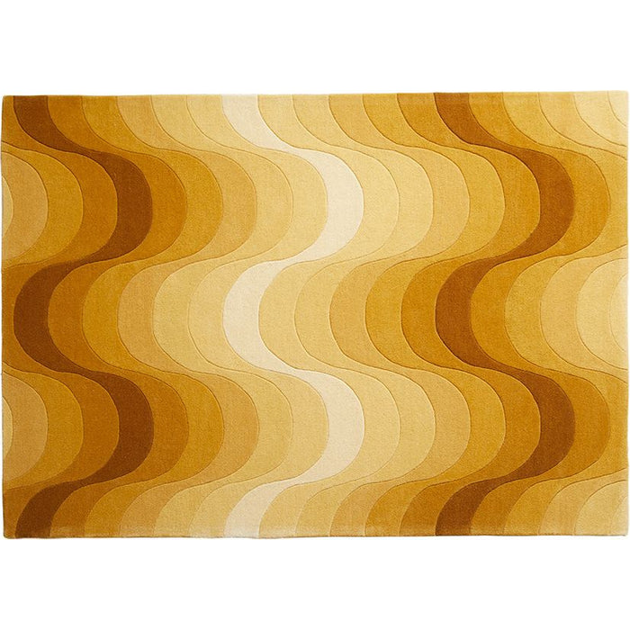 Photo of Wave Rug 170x240, Yellow, 100% New Zealand Wool, Hand Tufted - Mönstrade Mattor - Verner Panton - Gul