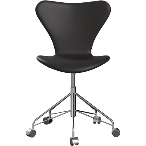 Photo of 3117 Sjuan - Full upholstery, Leather, Soft Black Brown - Desk chairs - Arne Jacobsen - Brown