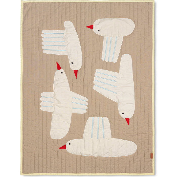 Photo of Bird Quilted Blanket - Børnetæppe - Sand - W110 X L80 Cm