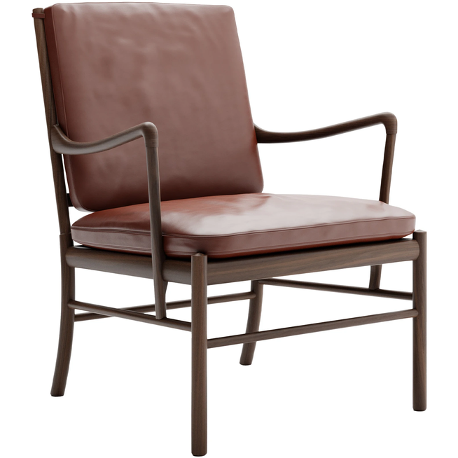 Photo of Carl Hansen - Ow149 - Colonial Chair, Oiled Walnut, Leather Group C Sif - 92 - Armchairs - Ole Wanscher - Brown - Leather/Wood