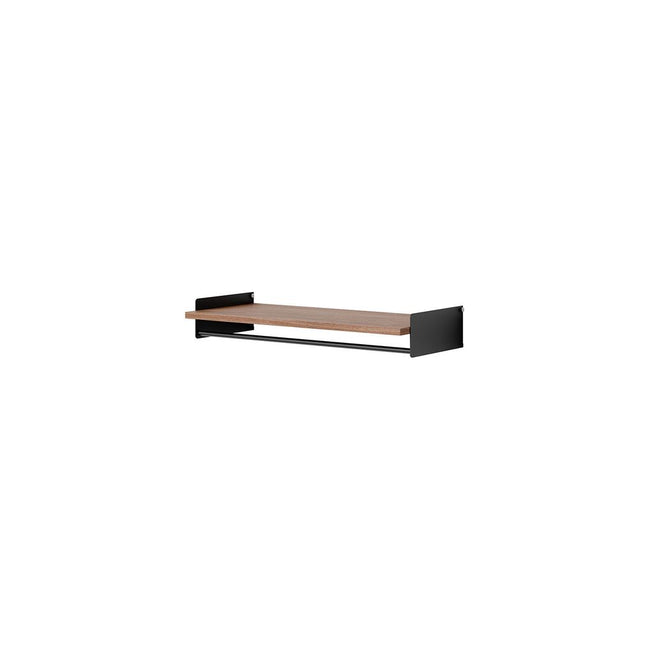 Photo of New Works Wardrobe Shelf Kit - Hylde - Walnut / Black - H13 X W80 X D35 Cm