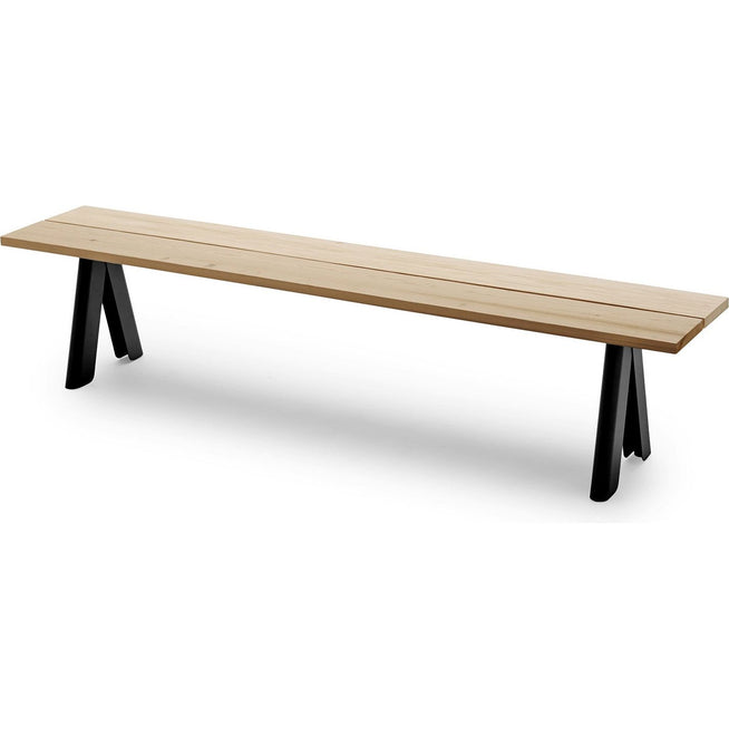Photo of Overlap Bench Anthracite Black - Garden Benches - Taf Studio - Black - Metal/Wood