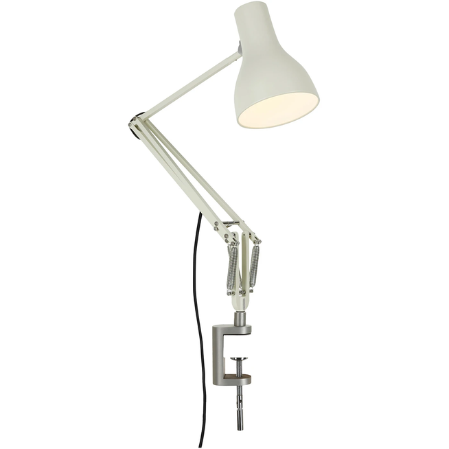 Photo of Type 75 Desk Lamp With Clamp Jasmine White - Desk Lamps - Sir Kenneth Grange - White