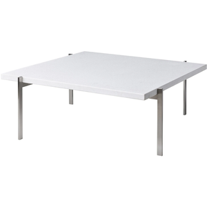 Photo of Pk61 White Marble Rolled - Coffee Table - Poul Kjærholm - White - Metal/Stone