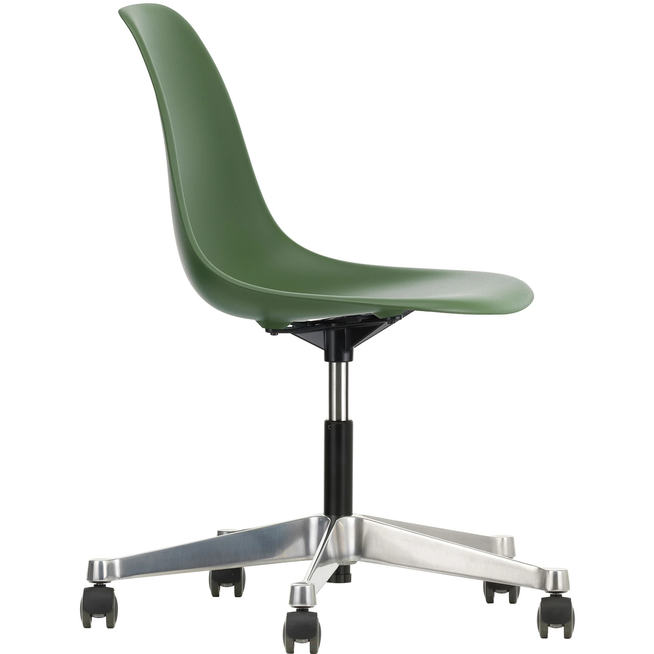 Photo of Eames Plastic Chair Pscc - 48 Forest - Castors Soft - Skrivbordsstolar - Charles & Ray Eames - Grön
