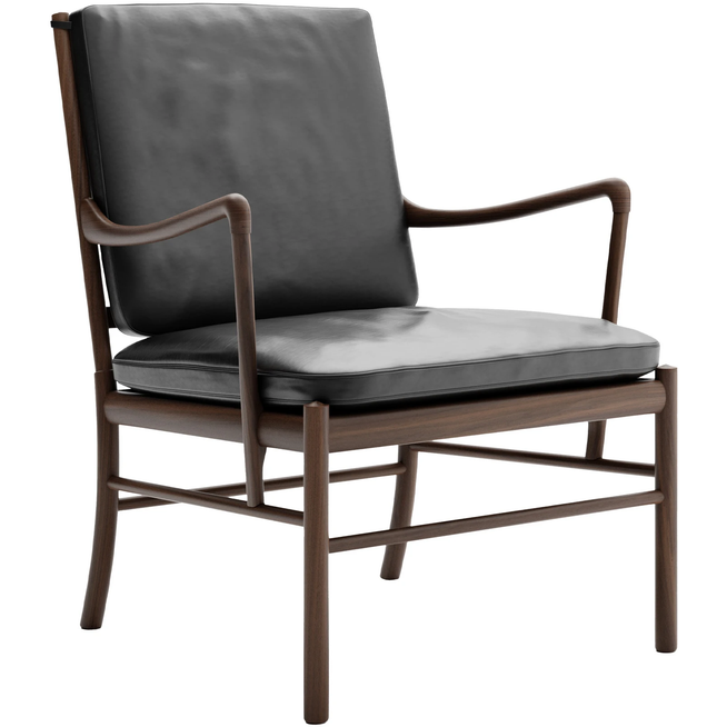 Photo of Carl Hansen - Ow149 - Colonial Chair, Oiled Walnut, Leather Group C Sif - 98 - Armchairs - Ole Wanscher - Black - Leather/Wood