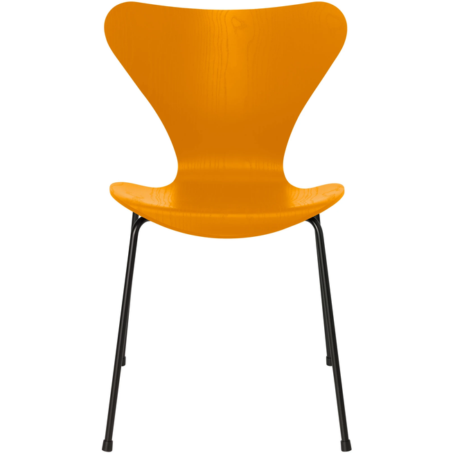 Photo of Sjuan 3107 Burnt Yellow Coloured Box/black - Dining chairs - Arne Jacobsen - Yellow - Metal/wood