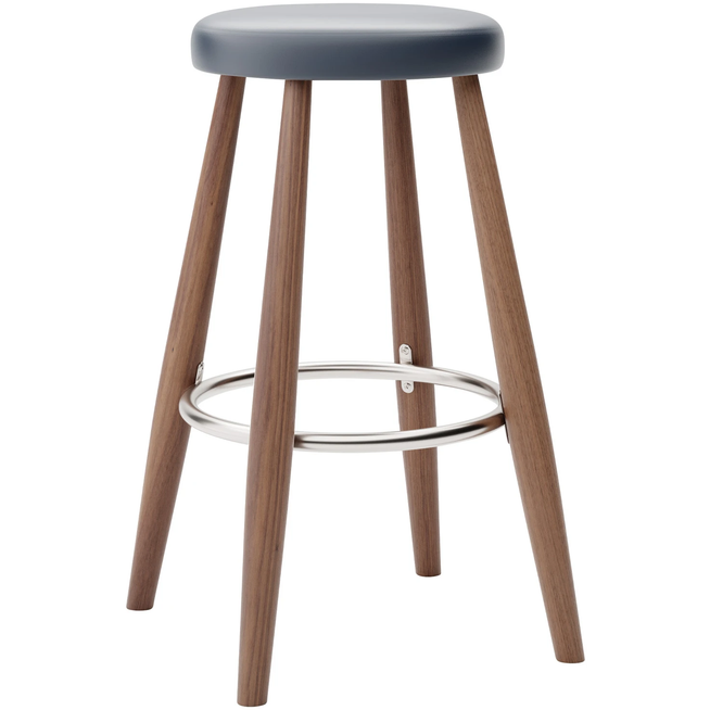 Photo of Carl Hansen - Ch58 Low Stool, Oiled Walnut, Leather Group B Thor - 350 - Bar stools & Bar stools - Hans J. Wegner - Wood - Leather/metal/wood