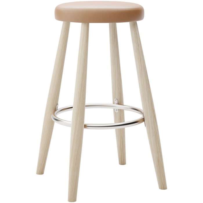 Carl Hansen - Ch58 Low Stool, Soaped Oak, Leather Group C Sif - 95 - Bar stools & Bar stools - Hans J. Wegner - Wood - Leather/metal/wood