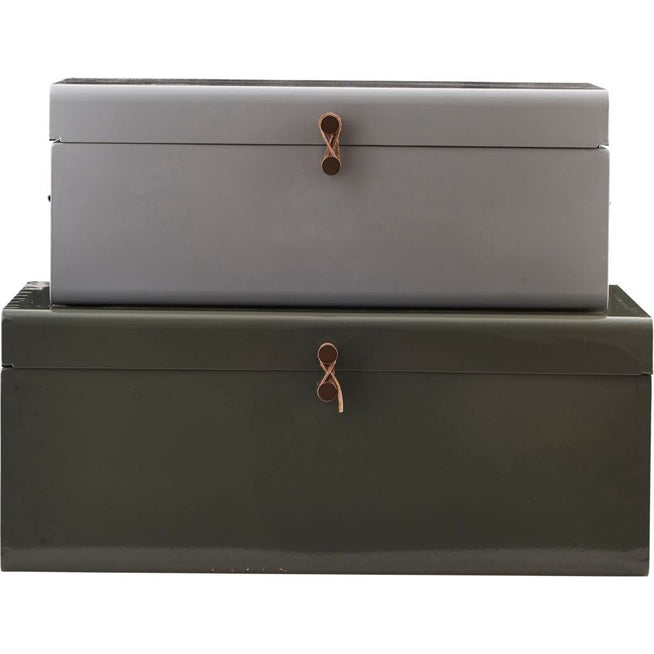 Photo of Storage Boxes Set of 2 Green Grey