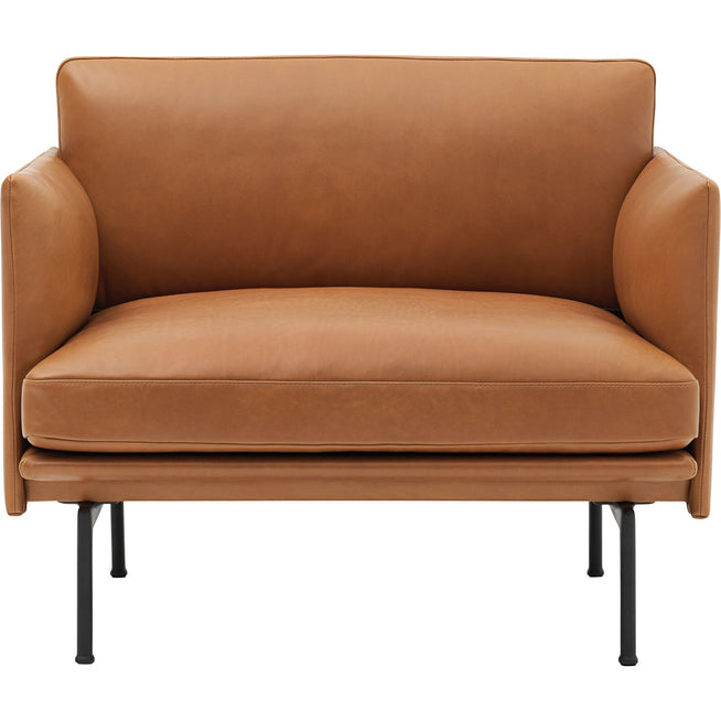 Photo of Outline Chair, Silk Leather Cognac - Armchairs - Anderssen & Voll - Brown - Leather/metal/wood/foam