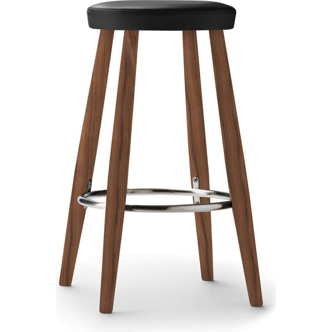 Photo of Carl Hansen - Ch58 Low Stool, Oiled Walnut, Leather Group B Thor - 301 - Bar stools & bar stools - Hans J. Wegner - Wood - Leather/metal/wood
