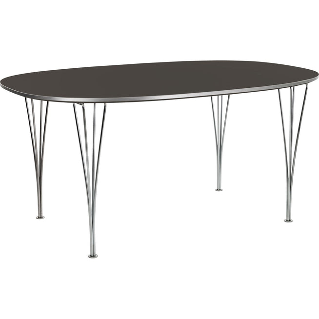 Photo of Superellips B614 – 240x120 Cm Grey Bromo/chrome - Dining table - Arne Jacobsen,bruno Mathsson,piet Hein - Grey - Metal/wood