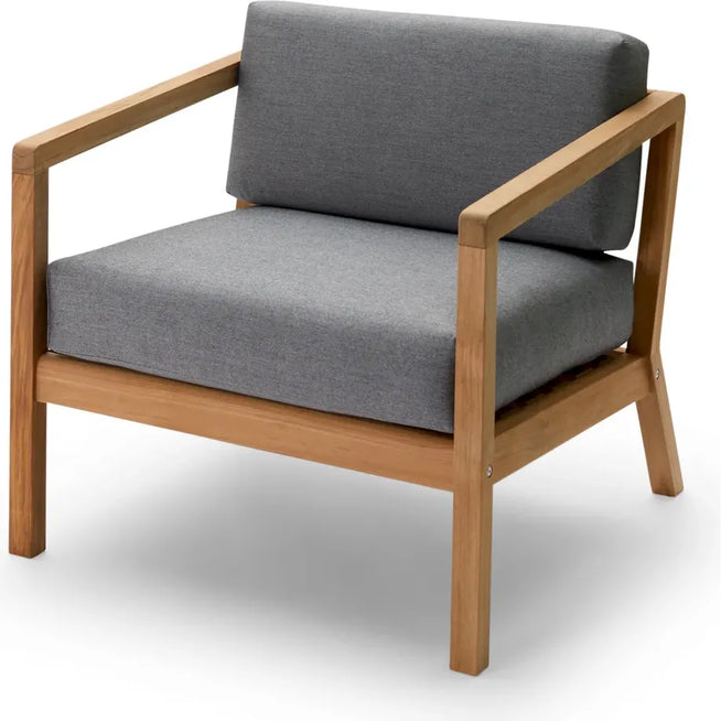 Photo of Virkelyst Chair, Teak, Fossflakes Padding, Outdoor Textile /