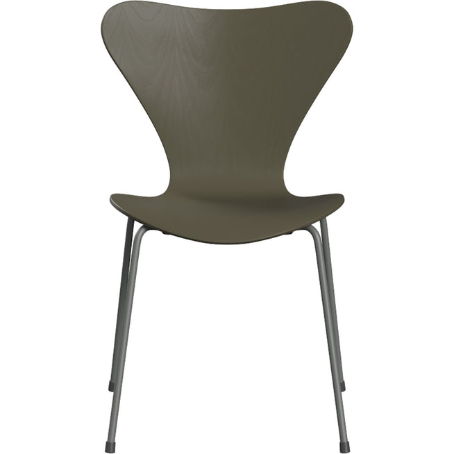 Photo of Sjuan 3107 Olive Green Lacquered/black - Dining chairs - Arne Jacobsen - Green - Metal/wood