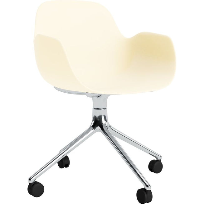 Photo of Form Armchair Swivel 4w Alu - Kontorstol - Cream / Aluminum - H79 X W56 X D52 X Sh44 Cm