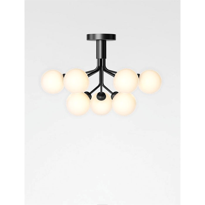 Photo of Apiales 9 Ceiling, Matte Black/Opal Glass, Excl. Light Source - Chandeliers - Sofie Refer - Black