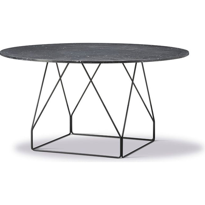 Photo of Jg Table 6568 By Jørgen Gammelgaard - Spisebord - Black Marquina / Black Powder Coated Steel - Ø140 X H72 Cm