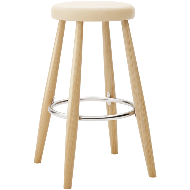 Photo of Carl Hansen - Ch58 Low Stool, Clear Lacquered Oak, Leather Group C Sif - 90 - Bar stools & Bar stools - Hans J. Wegner - Wood - Leather/metal/wood