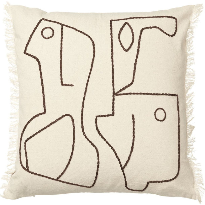 Photo of Figure Cushion - Pude - Figure Cushion - Off-white/coffee - W50 X D1 X H50 Cm