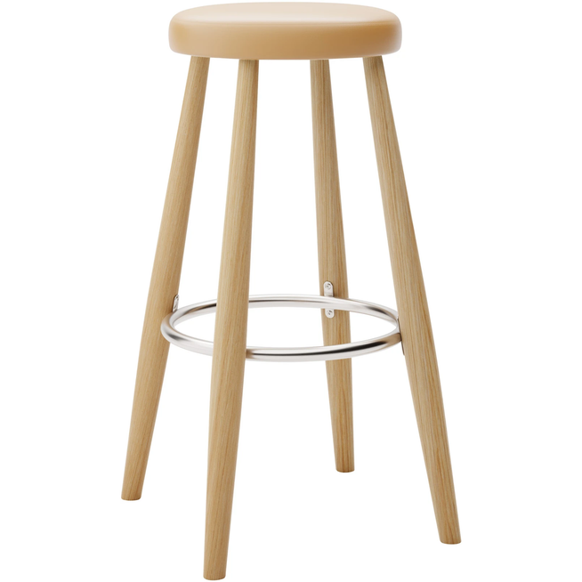 Photo of Carl Hansen - Ch56 High Stool, Oiled Oak, Leather Group A Loke - 7050 - Bar stools & bar stools - Hans J. Wegner - Wood - Leather/metal/wood