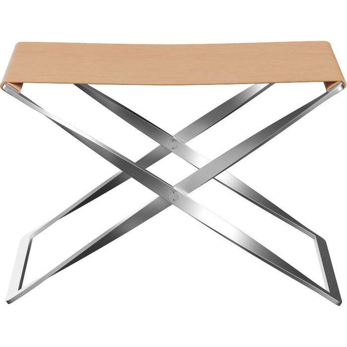 Photo of Pk91, Leather, Natural - Footstools - Poul Kjærholm - Brown - Metal