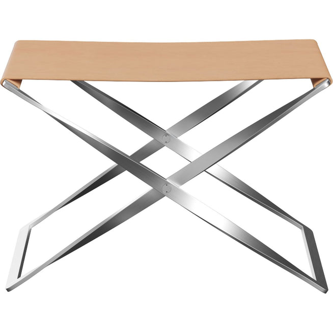 Photo of Pk91, Leather, Natural - Footstools - Poul Kjærholm - Brown - Metal