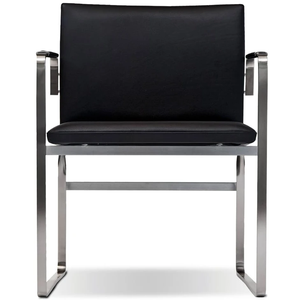 Photo of Ch111 Armchair Black Leather-Stainless Stand