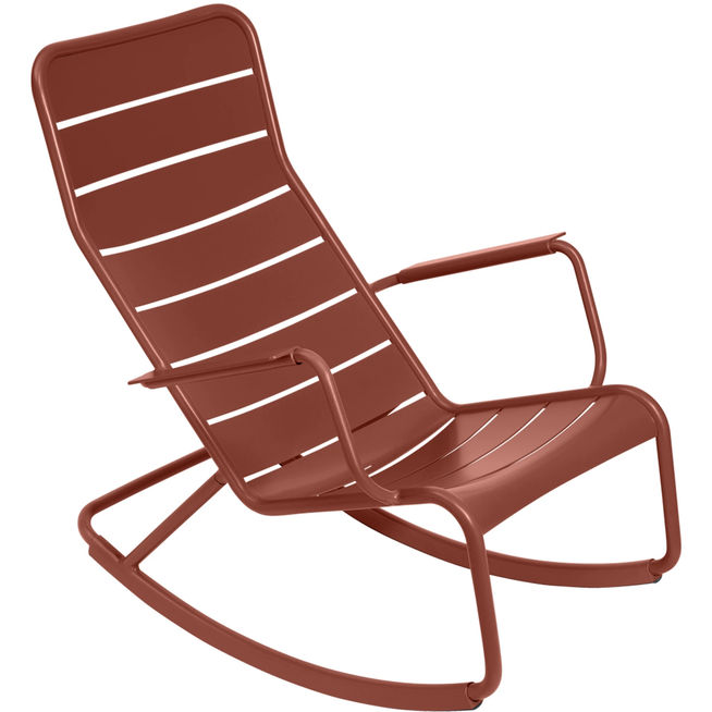 Photo of Luxembourg Rocking Chair Red Ochre 20 - Outdoor Armchairs - Frédéric Sofia - Metal