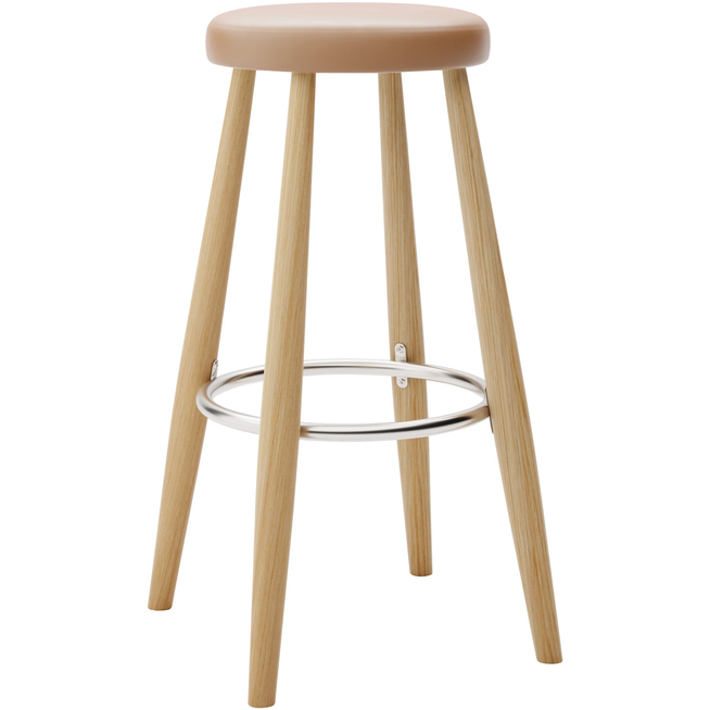 Photo of Carl Hansen - Ch56 High Stool, Oiled Oak, Leather Group C Sif - 95 - Bar stools & Bar stools - Hans J. Wegner - Wood - Leather/metal/wood