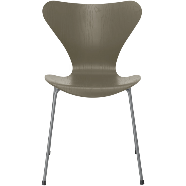 Photo of Sjuan 3107 Olive Green Coloured Ash/silver Grey - Dining chairs - Arne Jacobsen - Green - Metal/wood