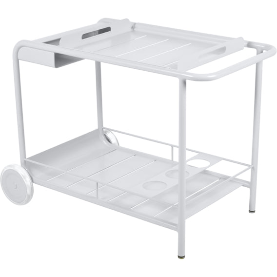 Photo of Luxembourg Side Bar/trolley Bar, Cotton White - Outdoor Small Tables & Side Tables - Frédéric Sofia - White - Metal