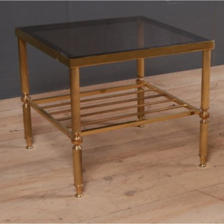 French Brass and Smoked Glass Coffee Tables