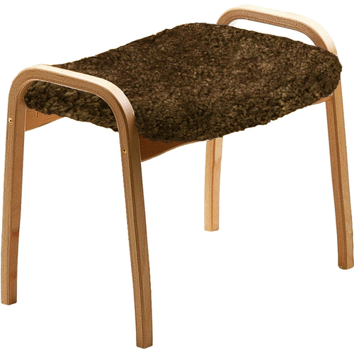 Photo of Lamino Stool, Oak, Sheepskin Espresso - Footstools - Yngve Ekström - Brown - Wood/textile/wool