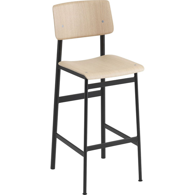 Photo of Loft Bar Stool, H:75cm, Black/oak - Children's chairs - Thomas Bentzen - Black - Metal/wood