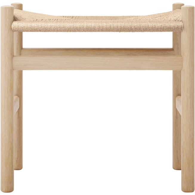 Photo of Carl Hansen - Ch53, oak, white oiled, natural braided, 43 cm - footstools - Hans J. Wegner - wood coloured - paper/wood