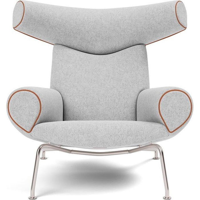 Photo of Wegner Ox Chair - Hallingdal 116/max 95 Leather Cognac/Brushed Stainless Steel
