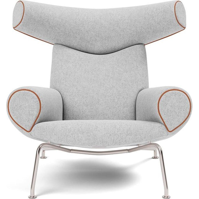 Photo of Wegner Ox Chair - Hallingdal 116/max 95 Leather Cognac/Brushed Stainless Steel