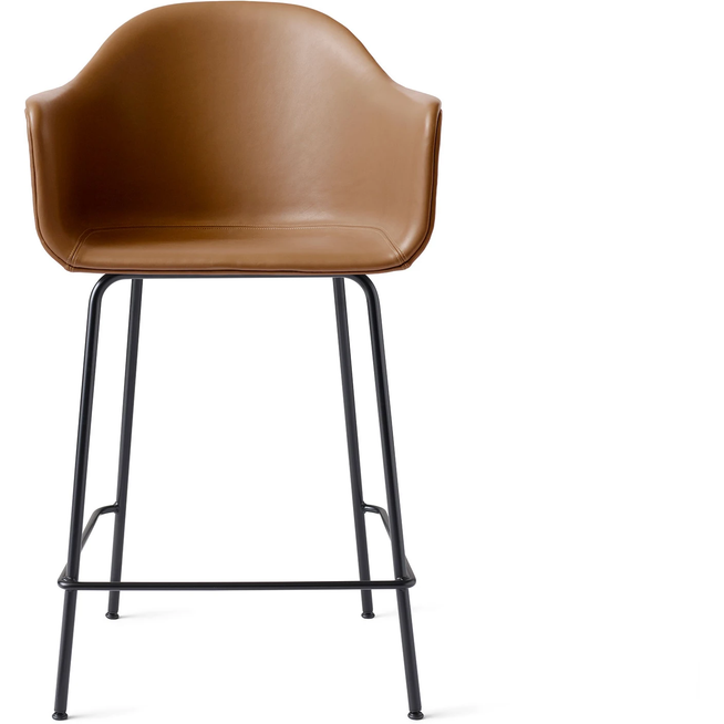 Photo of Harbour Counter Chair Black Steel Base Shell Leather Dakar 0250 - Barstolar & Barpallar - Norm Architects - Svart - Läder/metall/syntetiskt/plast