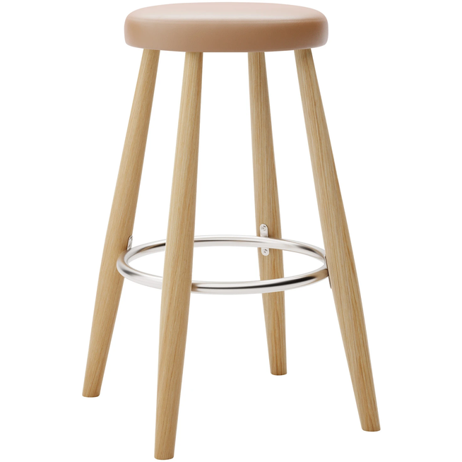 Photo of Carl Hansen - Ch58 Low Stool, Oiled Oak, Leather Group C Sif - 95 - Bar stools & Bar stools - Hans J. Wegner - Wood - Leather/metal/wood