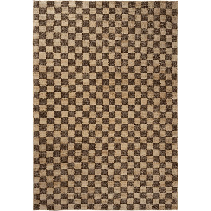 Photo of Check Wool Jute Rug - Gulvtæppe - 140 X 200 - Coffee/natural - W140 X D1 X H200 Cm