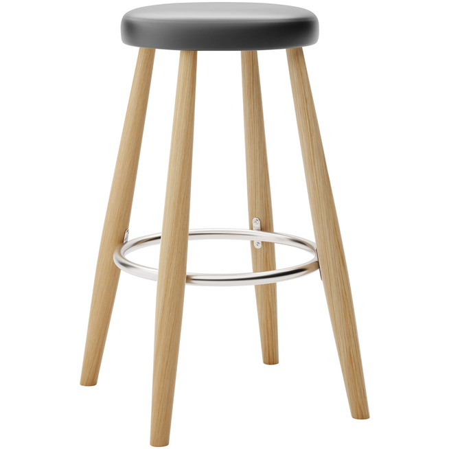 Photo of Carl Hansen - Ch58 Low Stool, Oiled Oak, Leather Group B Thor - 301 - Bar stools & Bar stools - Hans J. Wegner - Wood - Leather/metal/wood