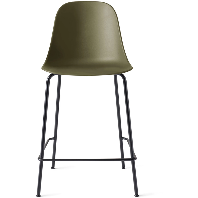 Photo of Harbour Counter Side Chair Black Steel Base Shell Olive - Barstolar & Barpallar - Norm Architects - Grön - Metall/syntetiskt/plast