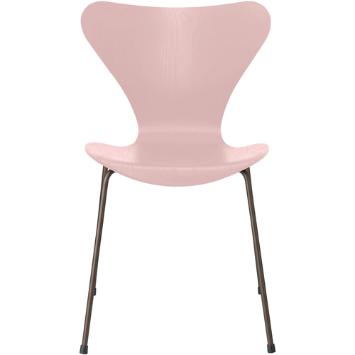 Photo of 3107 Seven, coloured box, Venetian Red, Underframe Brown Bronze - Dining chairs - Arne Jacobsen - Red - Metal/wood