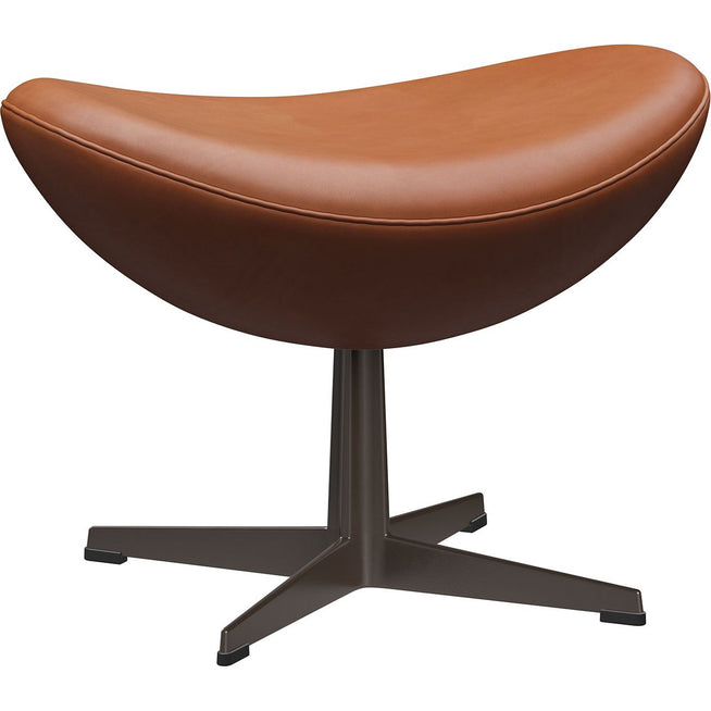 Photo of 3127 Egg Footstool, Grace Walnut Leather Brown Bronze - Footstools - Arne Jacobsen - Brown - Leather/metal/synthetic