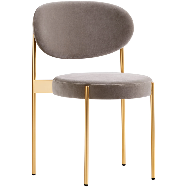 Photo of Series 430 Chair, Brass Frame, Upholstered, Harald, Col. 182 - Matstolar - Verner Panton - Grå - Metall/textilmaterial