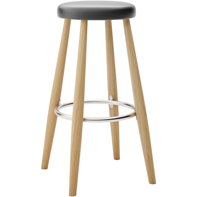 Photo of Carl Hansen - Ch56 High Stool, Oiled Oak, Leather Group B Thor - 301 - Bar stools & Bar stools - Hans J. Wegner - Wood - Leather/metal/wood